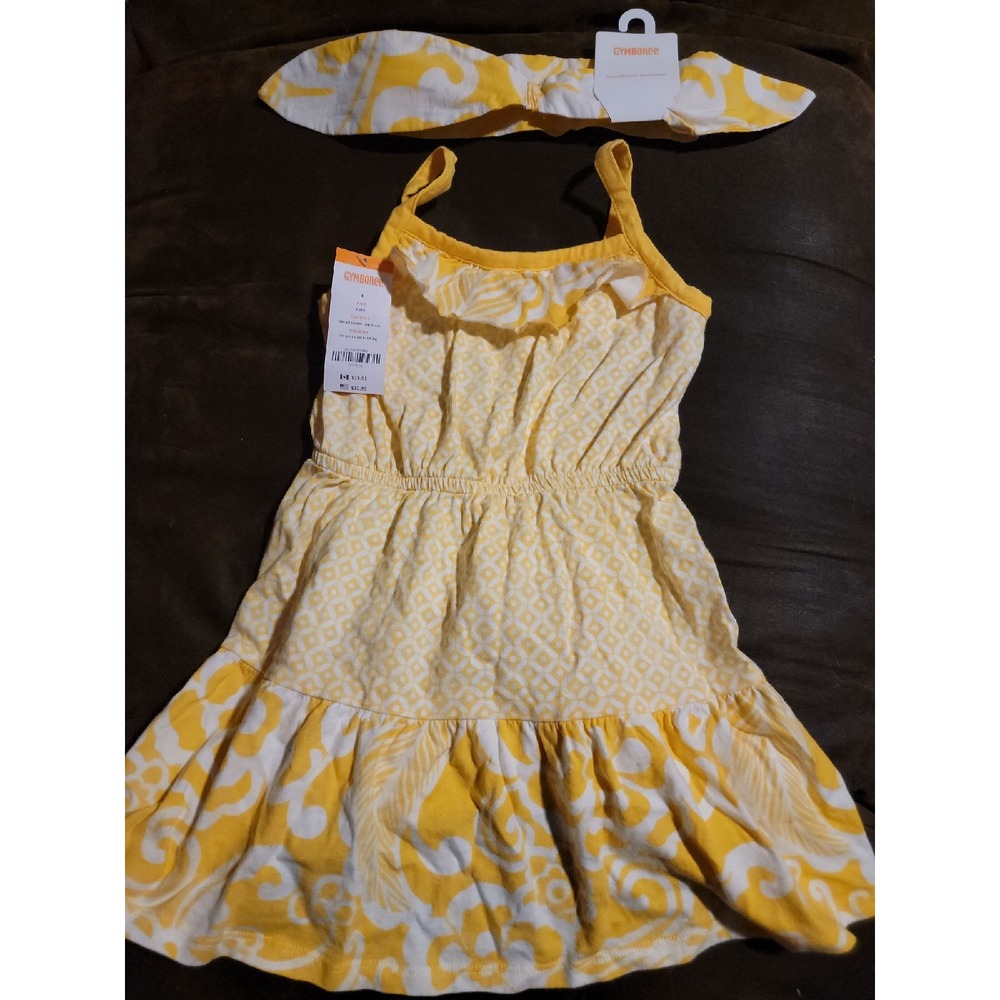 Gymboree yellow and black dress size 4 and headband nwt